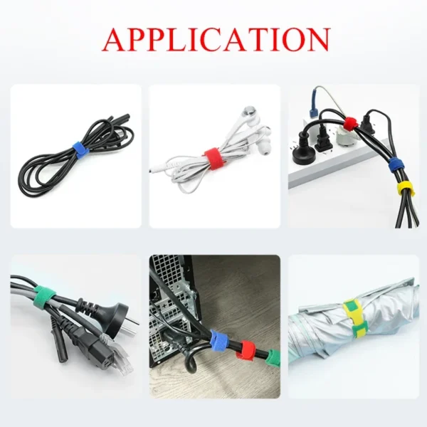 20~200pcs Cable Organizer Loop Hoop Tape Straps Tie Mouse Earphones Reusable Wire Management Nylon Releasable Cable Ties - Image 6