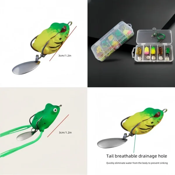 Soft Tube Bait Frog Lures Set Plastic Fishing Lure with Hooks Top Water Bass Fishing Lures for Bass Saltwater Freshwater Fishing - Image 3