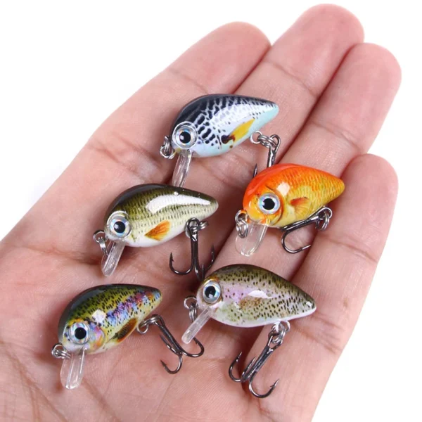 Mini Crankbait Kit Hard Bait Minnow Wobbler Rattletrap Fishing Lures with Treble Hook 3D Life-Like Fishing Eyes Swimbait Baits - Image 6