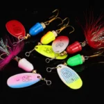 Fishing Spinnerbait Hard Metal Spoon Fishing Baits Fishing Lures Bass Trout Salmon Spinnerbait Fishing Tackle Hooks with Feather - Image 2