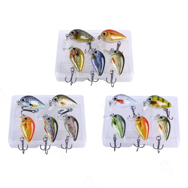 Mini Crankbait Kit Hard Bait Minnow Wobbler Rattletrap Fishing Lures with Treble Hook 3D Life-Like Fishing Eyes Swimbait Baits - Image 2