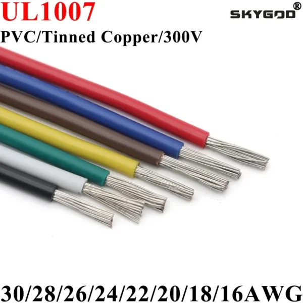 2/10M 30 28 26 24 22 20 18 16 AWG UL1007 Electric Wire PVC Insulated Tinned Copper Cable LED Lamp Lighting Line 300V - Image 1