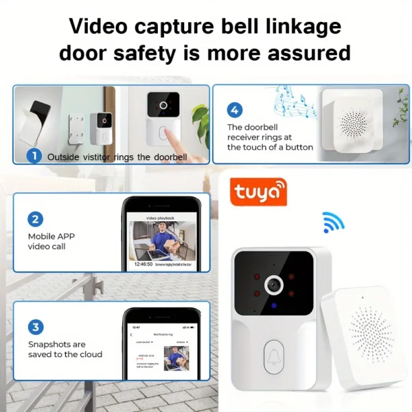 Tuya Smart Video Doorbell Camera HD Wireless doorbell for Home Security, Night Vision, Voice Change, 2-Way Audio, Waterproof - Image 5