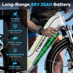1000 Peak Electric Bike for Adults,up 80 Miles Removable Battery Ebike, 26" Electric E Bike with 7-Speed,Adult Electric Bicycles - Image 3