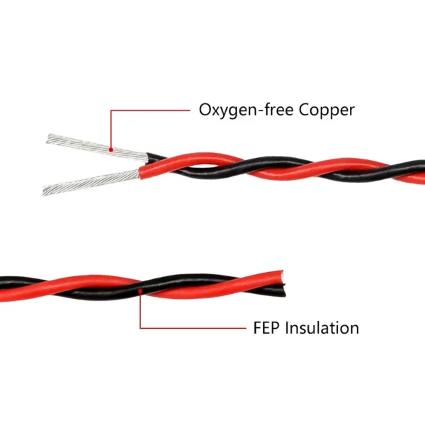 1~10m Heat Resistant Wire AFS200 FEP Twisted 26 24 22 20 18 17 15 13AWG 2Pins High Temperature Electronic Signal Copper Cable - Image 2