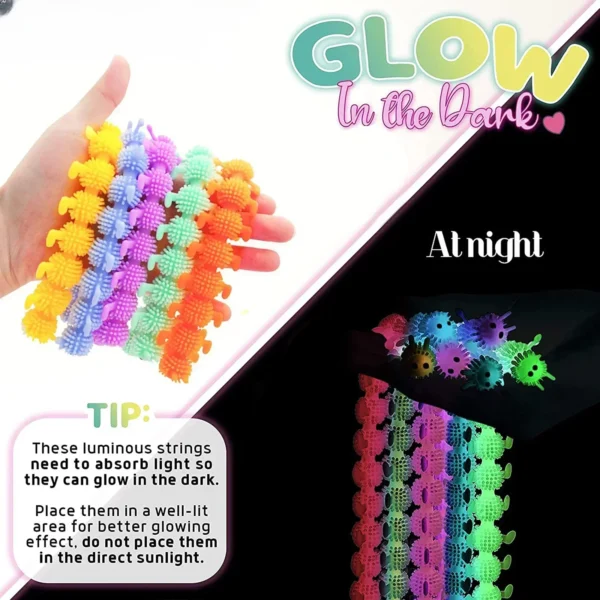 Luminous Caterpillars Fidget Toys Sensory Toy For Anxiety Stress Relief Fuzzy Stretchy Worm Glow Caterpillars Party Supplies - Image 2