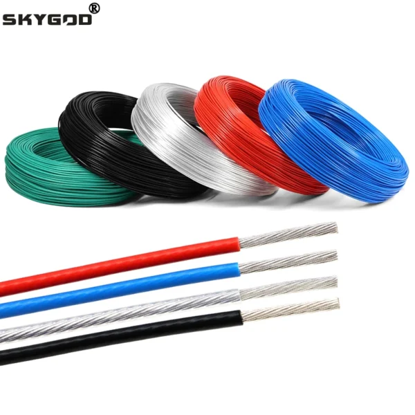 1/5m Silver Plated FEP Wire AWG 10/11/13/14/15/18/20/22/24/26/28/30 DIY High Purity OFC Copper Cable For 3D Printer - Image 1