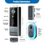 Wireless Smart Video Doorbell, WiFi home Security Camera, Two-way Audio, Night Vision, Battery,Home Burglar Alarm - Image 4