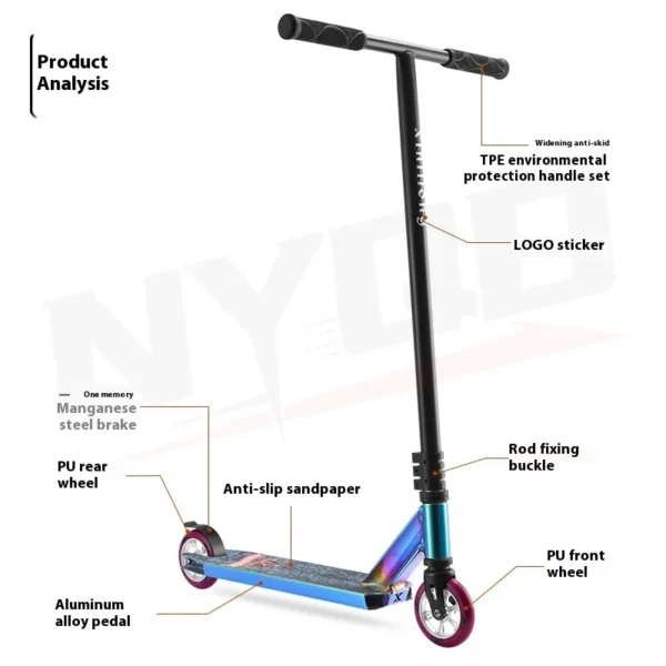 Professional Limit Two-wheeled Sports Car Adult Stunts Fancy Street Brush Scooter To Work Portable Scooter Adult Pro Scooter - Image 2