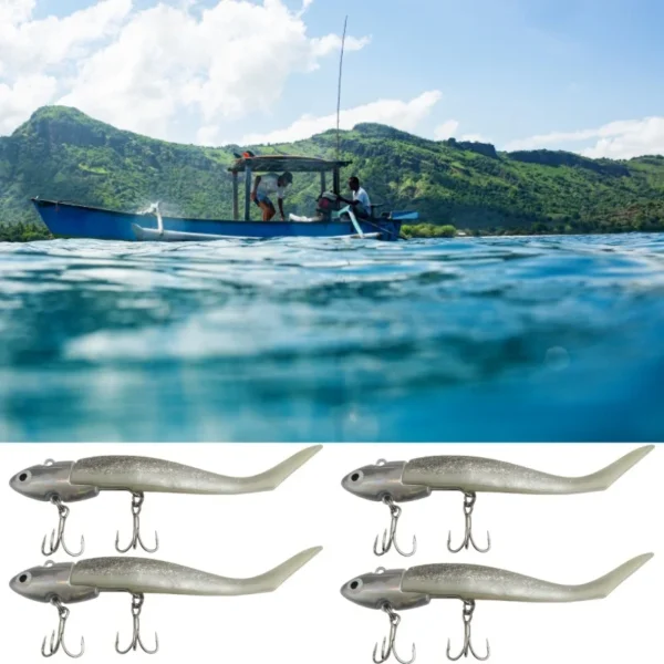 1Pc Soft Lure Vibration Jig Head Hooks T Tail 17.5g24g34.5g Artificial Bait for Perch Pike Bass Fishing Lure Sea Silicon Bait - Image 4