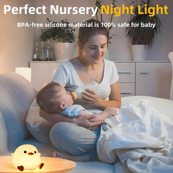 DoDo Duck Night Light, Cute Duck Lamp, Rechargeable Dimmable Nightlight, Silicone LED Bedside Lamp Nursery Touch-Sensitive - Image 3