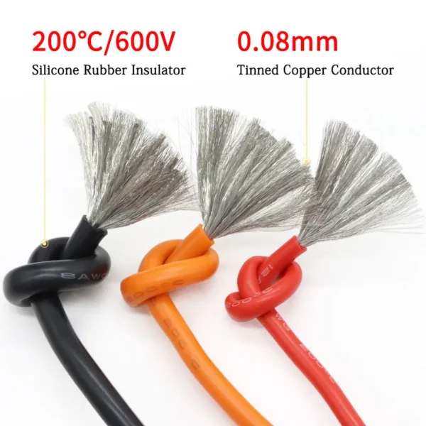1M/5M Heat-resistant cable 30 28 26 24 22 20 18 16 15 14 12 10 8AWG Ultra Soft Silicone Wire High Temperature Flexible Copper - Image 2
