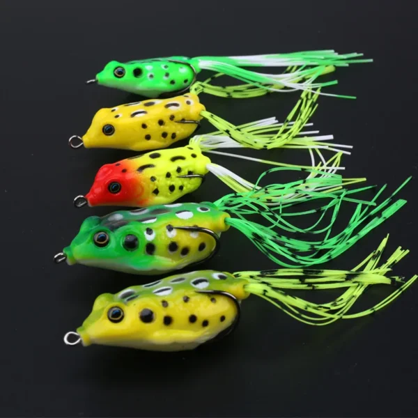 5 Pieces of High-Quality Frog-Shaped Baits with Storage Box - Sharp Hooks and Realistic Design, Suitable for Upper Freshwater Fishing - Image 2