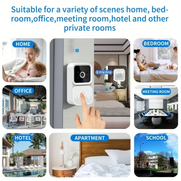Wireless smart video doorbell 2.4GWiFi, 2-channel audio, night vision, SD card/cloud storage home security surveillance camera - Image 3
