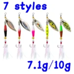 Fishing Lure Spinner Blade Lure Bait 7.1G10G Spoon Lures Pike Metal Bass Hard Bait with Feather Hooks Fishing Accessories