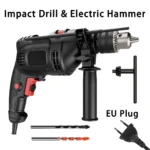 High-Power Multifunctional Impact Drill & Electric Hammer with Infinitely Variable Speed for Drilling/Polishing - EU Plug