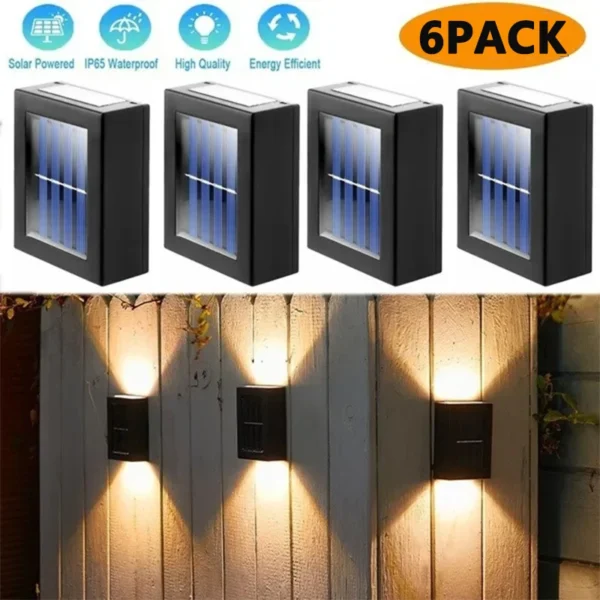 Solar Up and Down Spot Lights Outdoor, Street Wall Light Lamp Solar Powered Sunlight Waterproof Solar Lamp Garden Decorative - Image 1