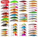 56 Pieces/Batch Multifunctional Bait Set with Hook, Crank Bait and Spinner - Great for Carp and Other Fish