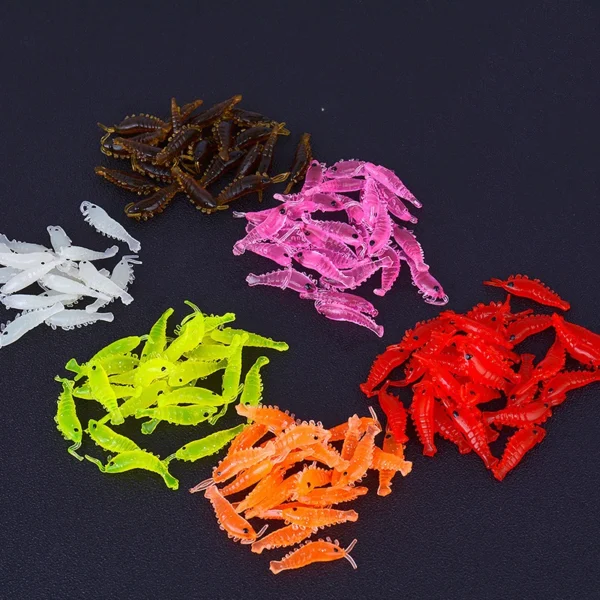100PCS Shrimp Bait Soft Silicone Artificial Fishing Lures 2.8cm/0.3g Luminous Glow Freshwater Worm Pattern Outdoor Fishin Tackle - Image 3