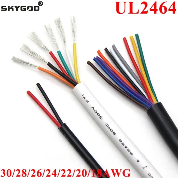 5M UL2464 30 28 26 24 22 20AWG Sheathed Wire Cable Channel Audio Line 2 3 4 5 6 7 8 9 10 Cores PVC Insulated Copper Power Line - Image 1