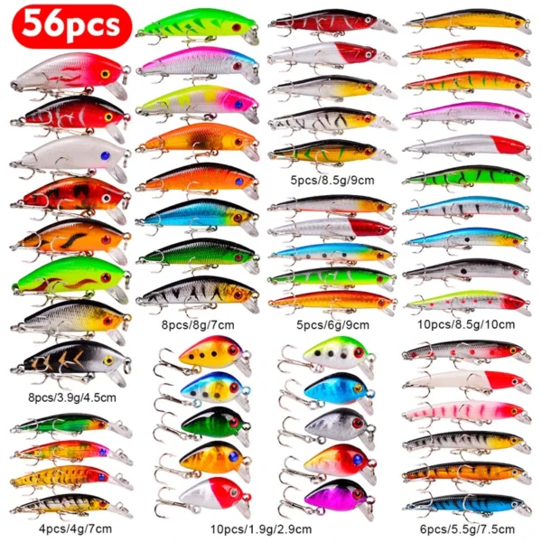 Mixed Fishing Lures Set Minnow Popper Crank Baits with Hooks Fishing Hard Lure Artificial Bionic Crank Lure Saltwater Freshwater - Image 1