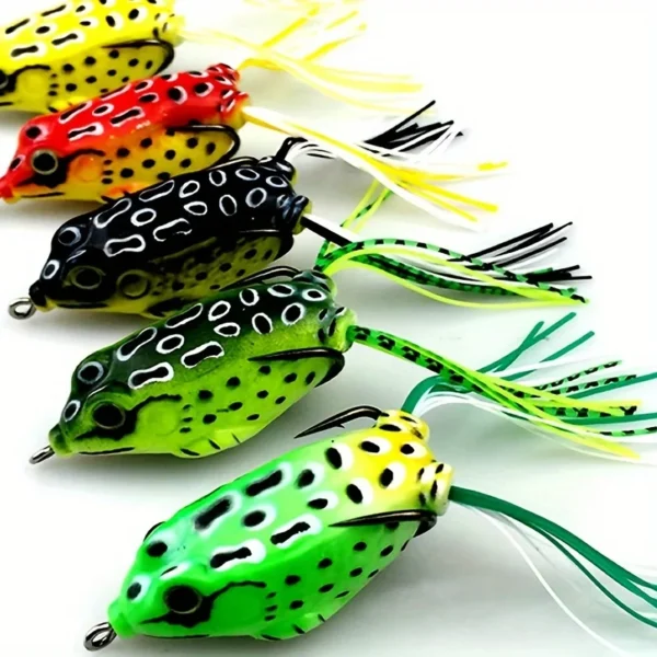 5 Pieces of High-Quality Frog-Shaped Baits with Storage Box - Sharp Hooks and Realistic Design, Suitable for Upper Freshwater Fishing - Image 4