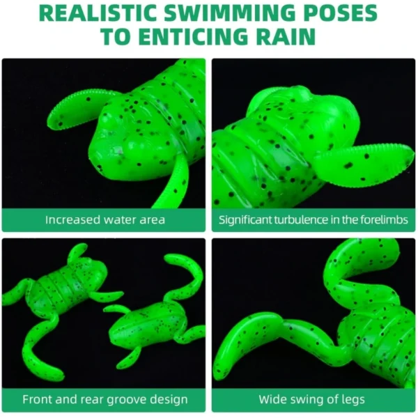 Artifical Frog Soft Bait Simulated Kick-Legged Frog Bait with Hook Bionic Frog Floating Lures for Saltwater Freshwater Fishing - Image 6