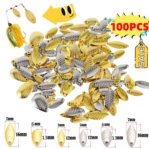 100/80/50PCS New Metal Copper Lure Fishing Spinner Blades Tackle Willow Blades Smooth DIY Accessories Noise Not Hurt Line Sequin - Image 1