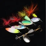 Fishing Spinnerbait Hard Metal Spoon Fishing Baits Fishing Lures Bass Trout Salmon Spinnerbait Fishing Tackle Hooks with Feather - Image 4