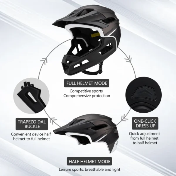 Full Face Bicycle Helmets Detachable MTB Helmet for Mountain Bike Adult Racing Motorcycle Riding Safety Helmet Head Protection - Image 6