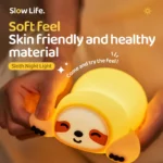 Soft Silicone Sloth Night Light - USB Rechargeable Touch Control Dimmable Bedside Lamp for Nursery Kids Babies Gift Decor - Image 4