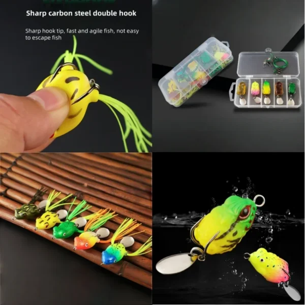 Soft Tube Bait Frog Lures Set Plastic Fishing Lure with Hooks Top Water Bass Fishing Lures for Bass Saltwater Freshwater Fishing - Image 2