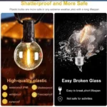 G40 Solar String Lights Outdoor Solar Globe String Bulb Patio Hanging Lights Waterproof Garden Pergola Bistro Deck Decor - Image 5