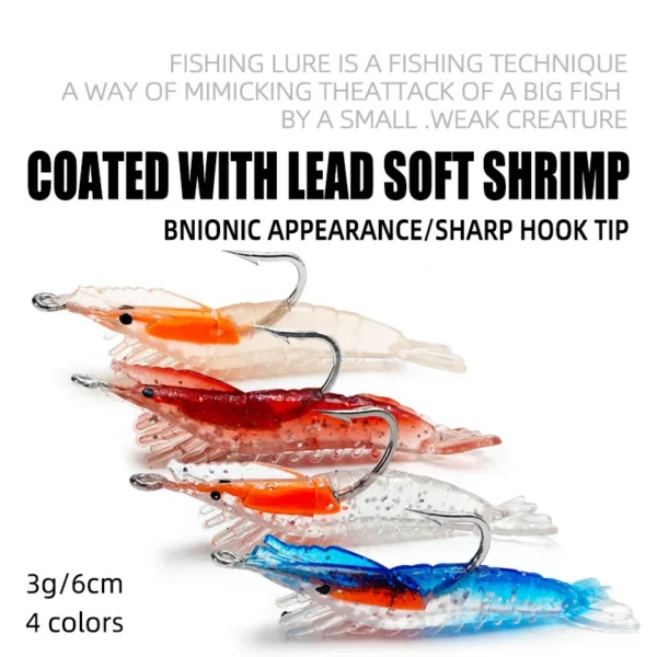 Simulation Shrimp Fishing Lure Soft Artificial Shrimp Plastic Fishing Lure with Hook Durable Swimbait Fishing Tackle Accessories - Image 2