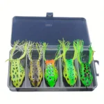 5 Pieces of High-Quality Frog-Shaped Baits with Storage Box - Sharp Hooks and Realistic Design, Suitable for Upper Freshwater Fishing - Image 6