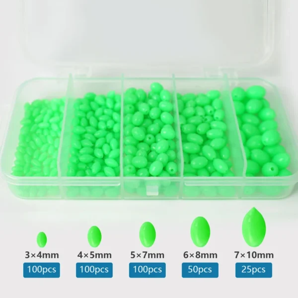 375PCS/Box Plastic Luminous Fishing Hard Beads Oval Glow Fishing Beads Egg Beads Fishing Bead Floating Tools Tackle Accessories - Image 6