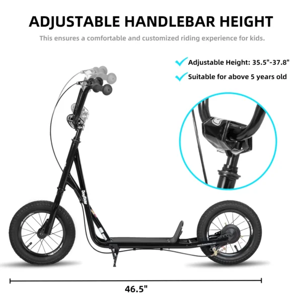 Kick Scooter for Ages 5-9 Years Old Kids with 12 Inch Front and Rear Wheel, Rear V-Brake and Adjustable Handlebar - Image 3