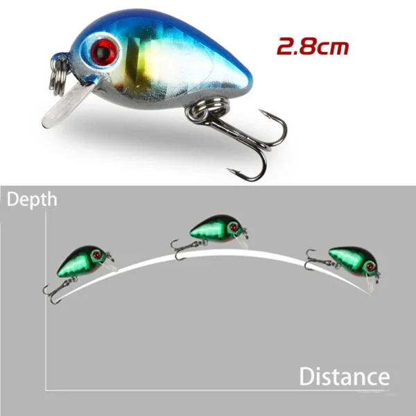Mini Crankbaits Artificial 3D Eyes Fishing Hard Bait Lifelike Fishing Lure with Trident Hook Topwater Lures for Trout Bass Perch - Image 6