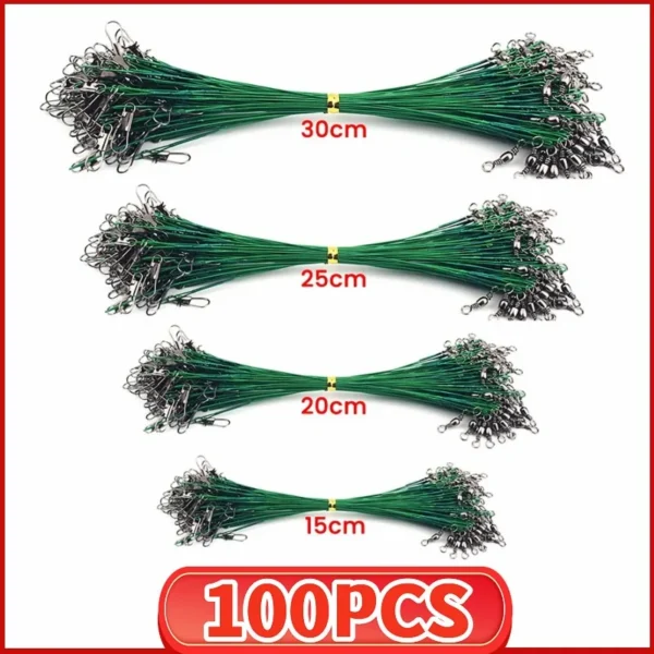 Anti Bite Steel Fishing Line Steel Wire Leader with Swivel Snaps Lead Core Leash Fishing Leader Wire Fishing Accessory 15CM-30CM - Image 1