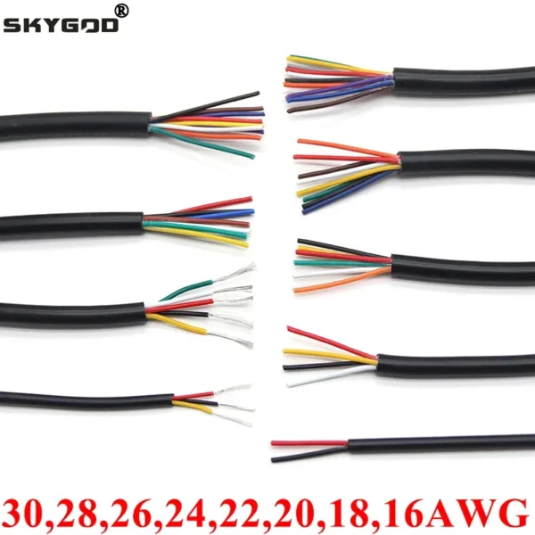 2/5/10M UL2464 Sheathed Wire Cable 30 28 26 24 22 20 18 16AWG Copper Signal Cable 2 3 4 5 6 7 8 9 10 Cores Electronic Audio Wire - Image 1
