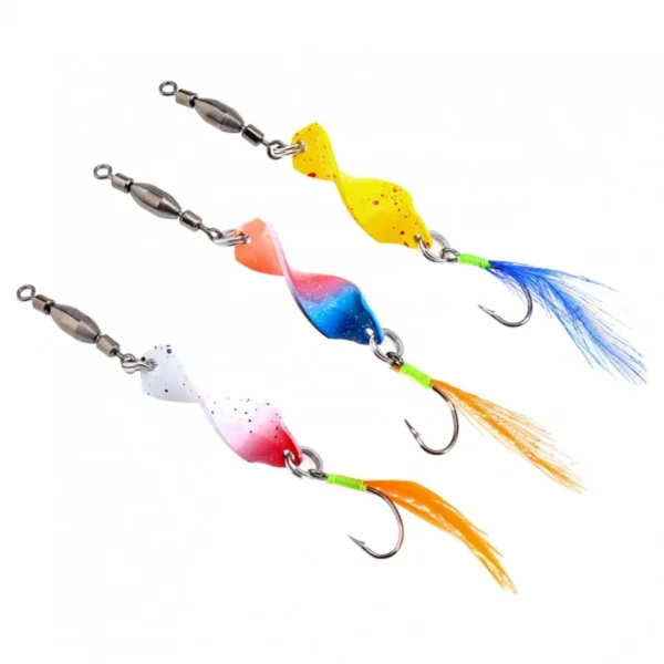 10/5PCS Twisted Metal Fishing Lures Spinner Jigging Baits 360 Degree Rotating Lures with Feather Metal Jigs Fishing Accessories - Image 4