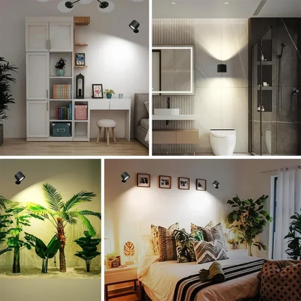 Led Double Head Wall Lamp Touch Control Remote 360 Rotatable USB Recharge Wireless Portable Night Light For Bedroom Reading Lamp - Image 2