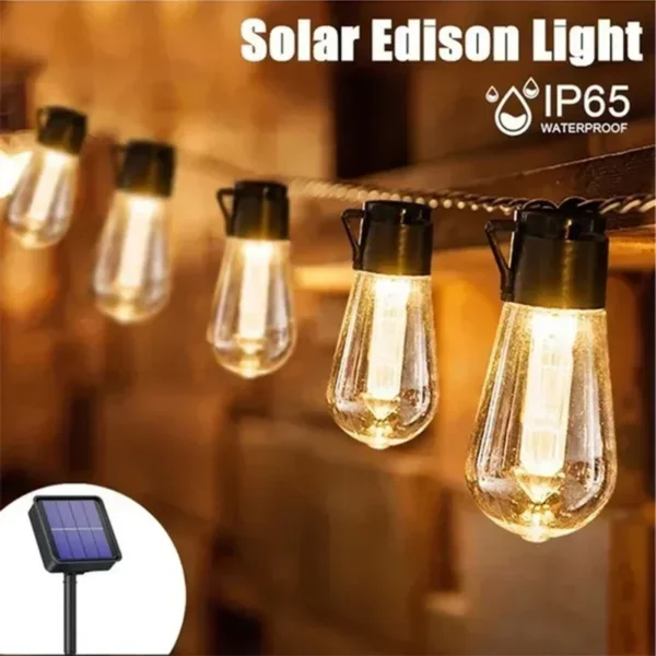 Outdoor Solar String Lights LED IP65 Waterproof Edison Bulb Retro Vintage Christmas Garland Garden Party Decoration Fairy Lamp - Image 5