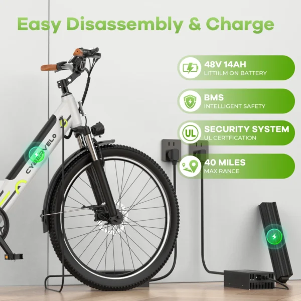 1000 Peak Electric Bike for Adults,up 80 Miles Removable Battery Ebike, 26" Electric E Bike with 7-Speed,Adult Electric Bicycles - Image 3