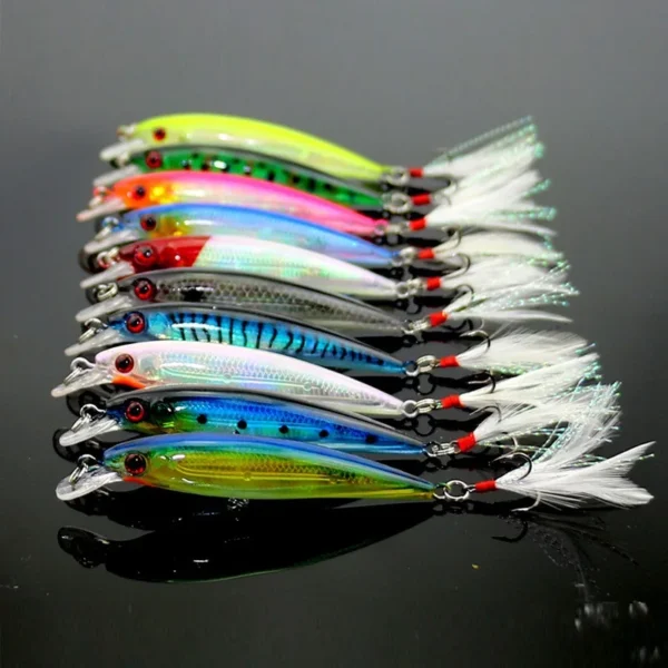 Laser 3D Eyes Bionic Minnow Fishing Lure Artificial Hard Bait with Feather Treble Hooks Simulated Bait for Freshwater Perch Fish - Image 2