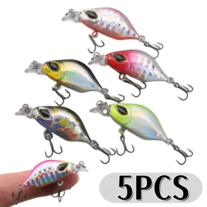 Mini Slow Sinking Fishing Lures 3D Simulation Fish Lure Crankbaits Hard Baits for Bass Trout Freshwater Saltwater Fishing Lures