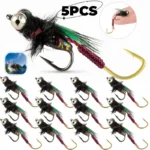 5Pcs Fly Fishing Lure Natural Insect Flies Tackle Bionic Fly Fishing Bait Fishing for Trout Nymph Dry Flies Fly Fishing Lures