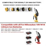 4/6In Mini Chainsaw Cordless Woodworking Handheld Garden Electric Saw Cutting Power Tool Fit Makita/Dewalt/Milwaukee 18V Battery - Image 6