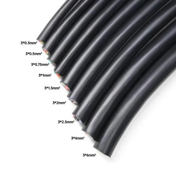 1-10M Black Flexible Silicone Wire Square 0.3/0.5/0.75/1/1.5/2/2.5/4/6 mm x 2/3/4/6 Cores Tinned Copper High Temperature Cable - Image 5