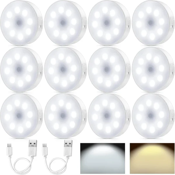 PIR Motion Sensor LED Night Light USB Rechargeable Night Lamp For Kitchen Cabinet Wardrobe Lamp Staircase Wireless Closet Light - Image 1